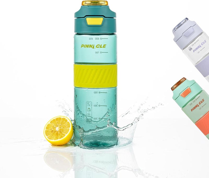 Pinnacle Pulse Hydration Bottle (650ML, Blue) - Motivational Water Bottle with One Hand Operation, Hydration Tracker & Flip Top Lid - Image 1